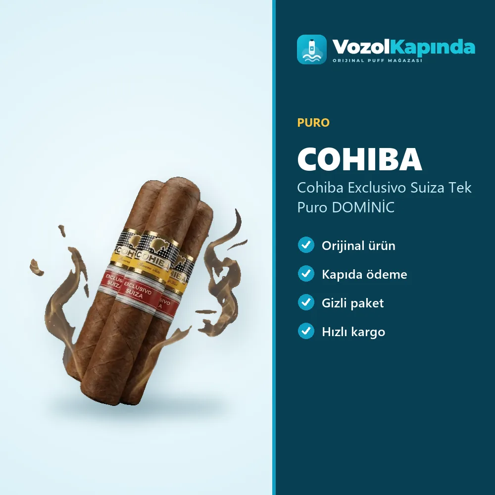 Cohiba Exclusivo Suiza Tek Puro DOMİNİC sipariş avantajları: kapıda ödeme ve gizli paket