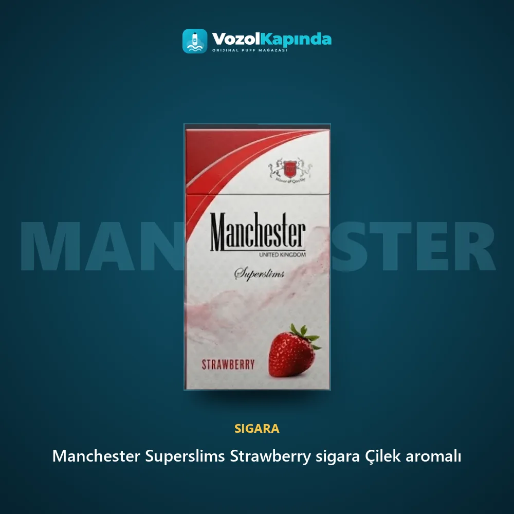 Manchester Superslims Strawberry sigara Çilek aromalı Sipariş Bilgileri Manchester Superslims Strawberry sigara Çilek aromalı bilgi kartı, orijinal sigara