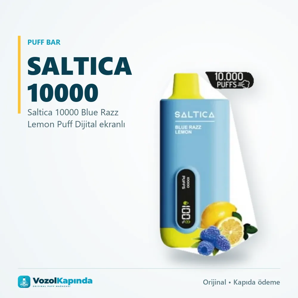 Saltica 10000 Blue Razz Lemon Puff Dijital ekranlı sipariş avantajları: kapıda ödeme ve gizli paket