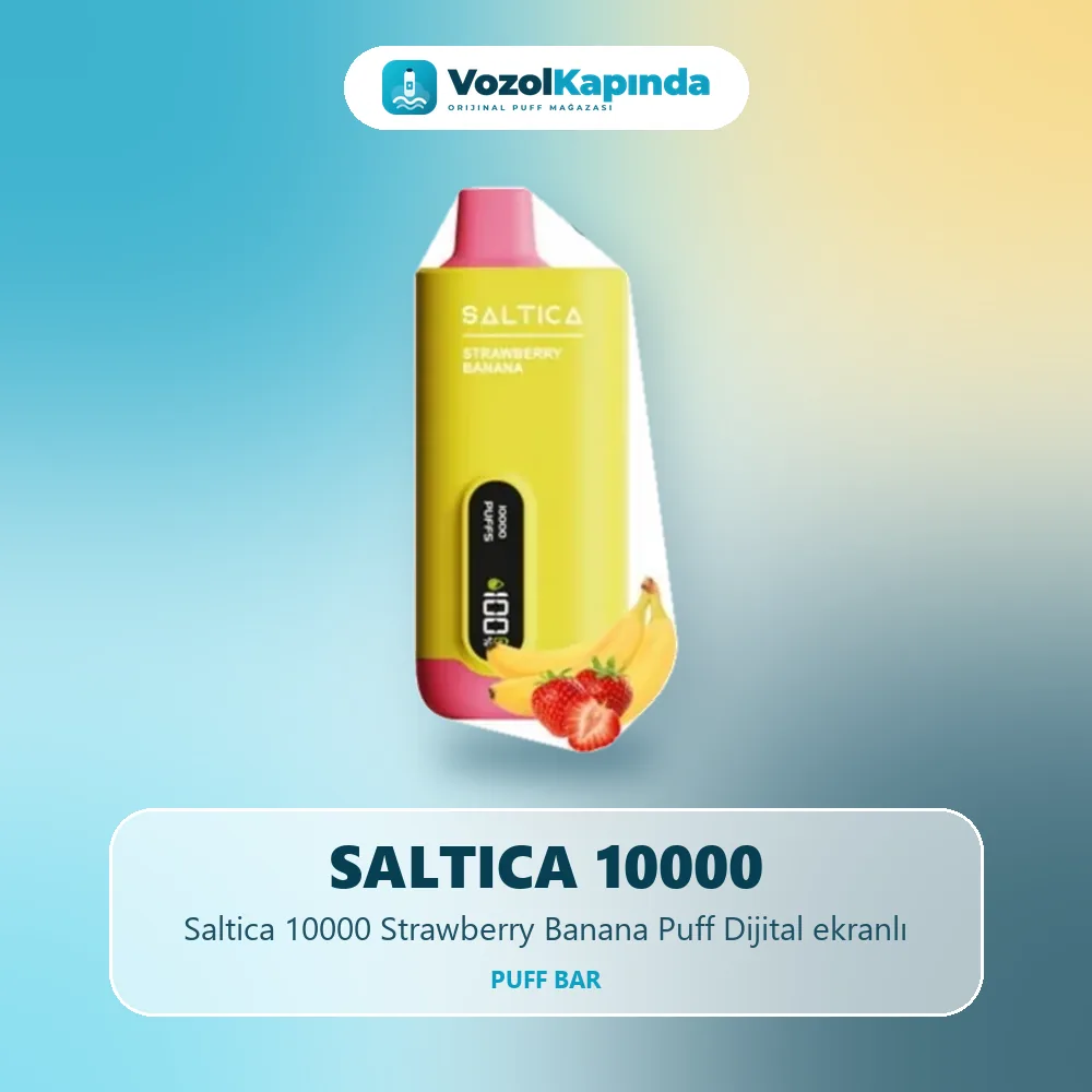 Saltica 10000 Strawberry Banana Puff Dijital ekranlı Bilgi Kartı Saltica 10000 Strawberry Banana Puff Dijital ekranlı özellikleri: orijinal ürün, kapıda ödeme, gizli paket