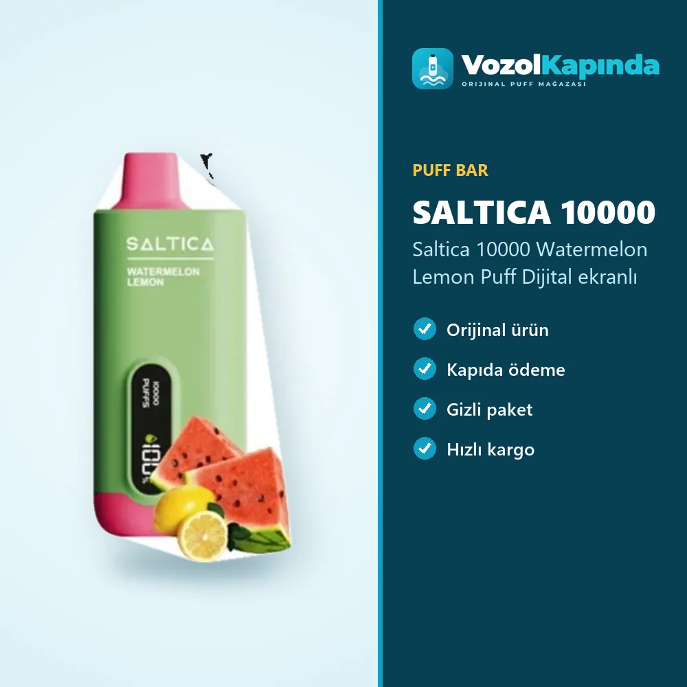 Saltica 10000 Watermelon Lemon Puff Dijital ekranlı Sipariş Bilgileri Saltica 10000 Watermelon Lemon Puff Dijital ekranlı sipariş avantajları: kapıda ödeme ve gizli paket