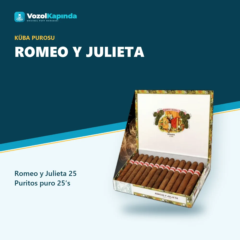 Romeo y Julieta 25 Puritos puro 25’s bilgi kartı, orijinal Küba purosu