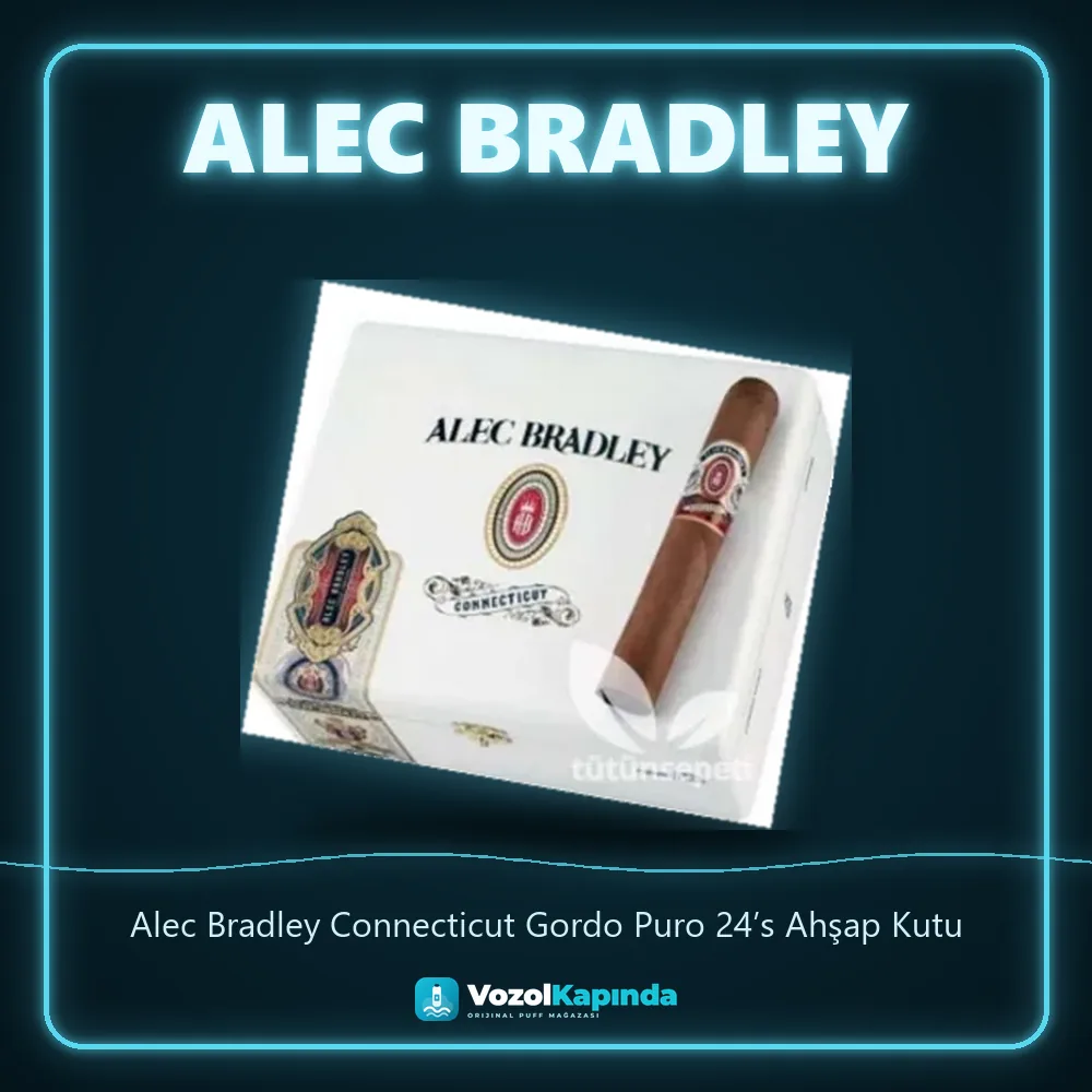 Alec Bradley Connecticut Gordo Puro 24’s Ahşap Kutu bilgi kartı, orijinal puro