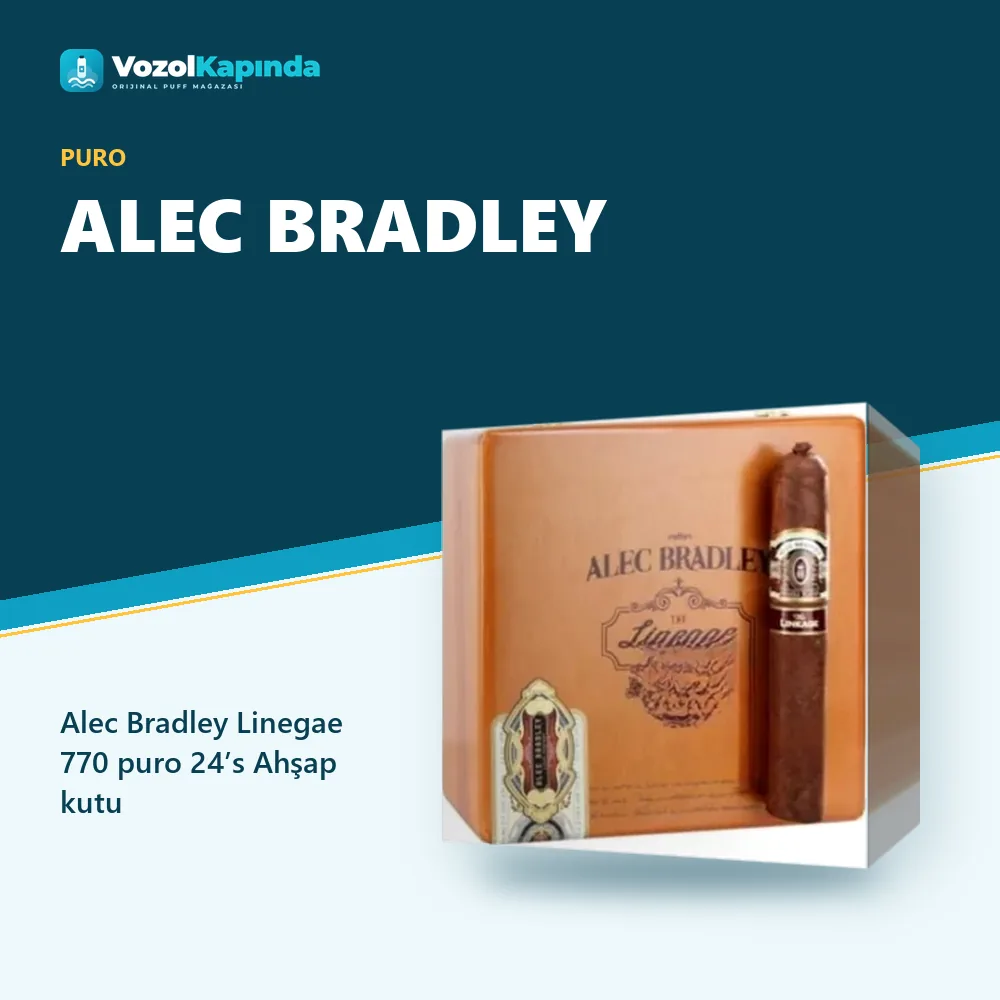 Alec Bradley Linegae 770 puro 24’s Ahşap kutu bilgi kartı, orijinal puro