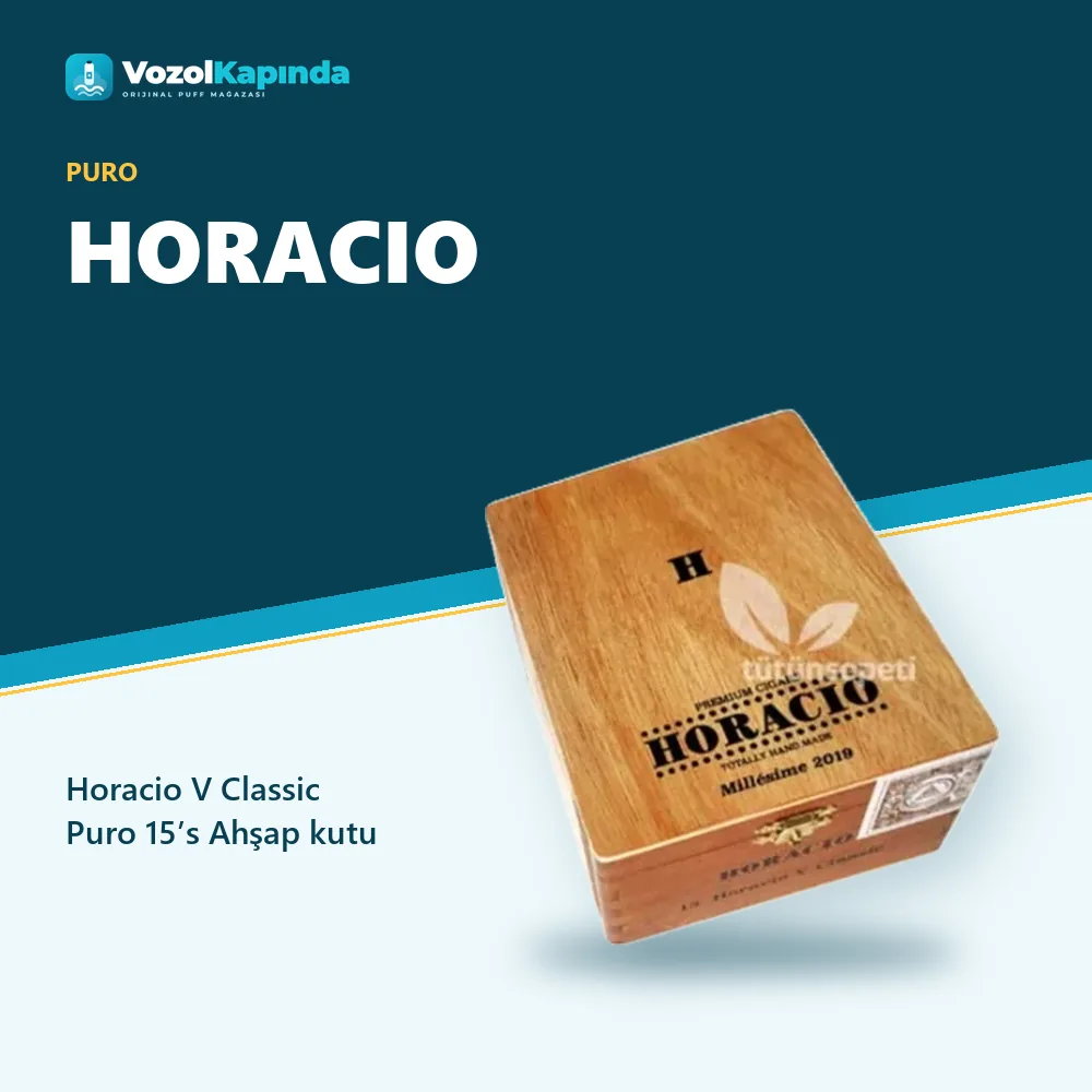 Horacio V Classic Puro 15’s Ahşap kutu Bilgi Kartı Horacio V Classic Puro 15’s Ahşap kutu bilgi kartı, orijinal puro