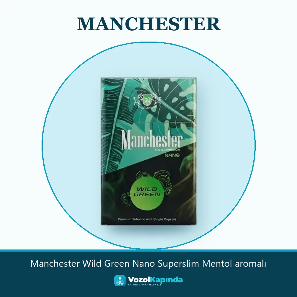 Manchester Wild Green Nano Superslim Mentol aromalı Bilgi Kartı Manchester Wild Green Nano Superslim Mentol aromalı sipariş avantajları: kapıda ödeme ve gizli paket