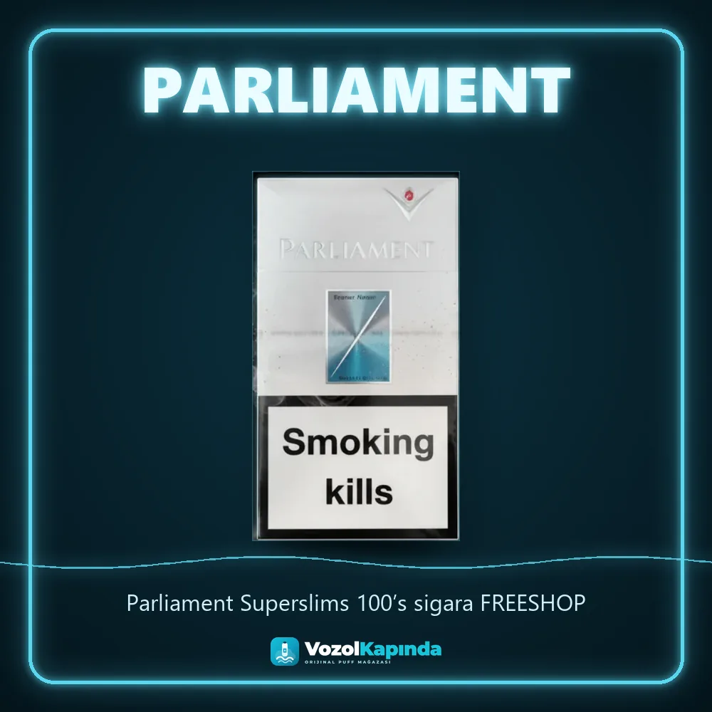 Parliament Superslims 100’s sigara FREESHOP bilgi kartı, orijinal sigara