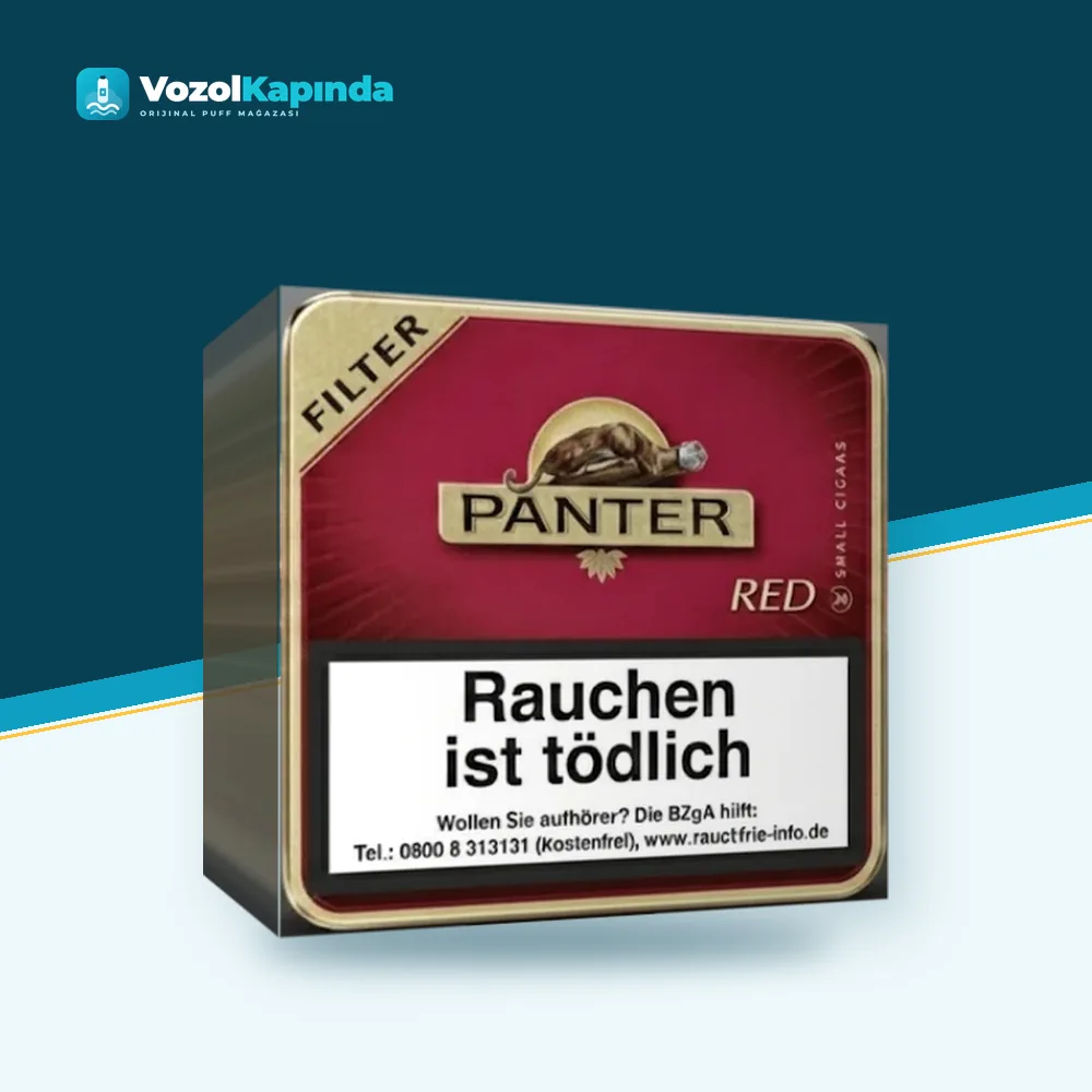 Panter Red sigarillo 20’s Filtreli Orijinal Ambalaj Panter Red sigarillo 20’s Filtreli paket görünümü