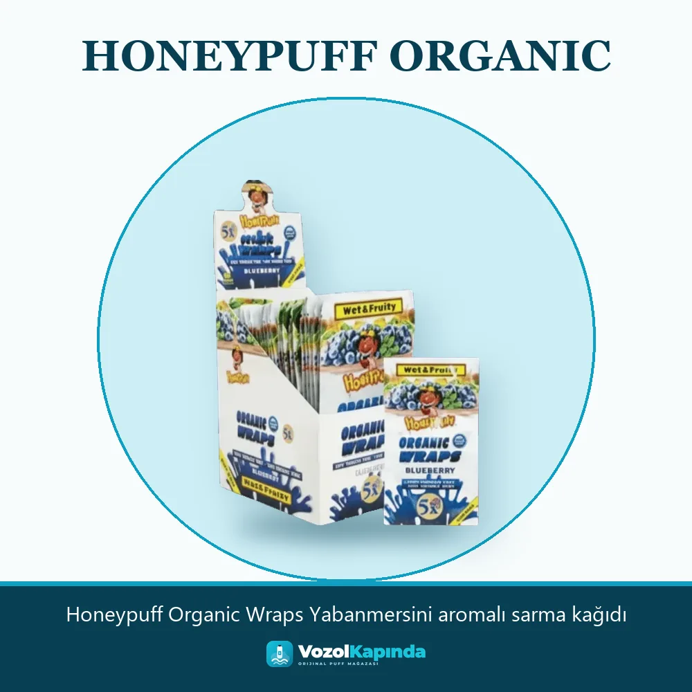 Honeypuff Organic Wraps Yabanmersini aromalı sarma kağıdı Bilgi Kartı Honeypuff Organic Wraps Yabanmersini aromalı sarma kağıdı bilgi kartı, orijinal sarma kağıdı