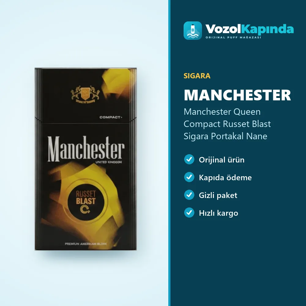 Manchester Queen Compact Russet Blast Sigara Portakal Nane Aromalı Özellikleri Manchester Queen Compact Russet Blast Sigara Portakal Nane Aromalı sipariş avantajları: kapıda ödeme ve gizli paket
