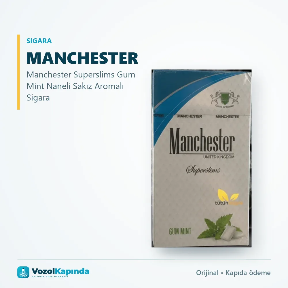 Manchester Superslims Gum Mint Naneli Sakız Aromalı Sigara özellikleri: orijinal ürün, kapıda ödeme, gizli paket
