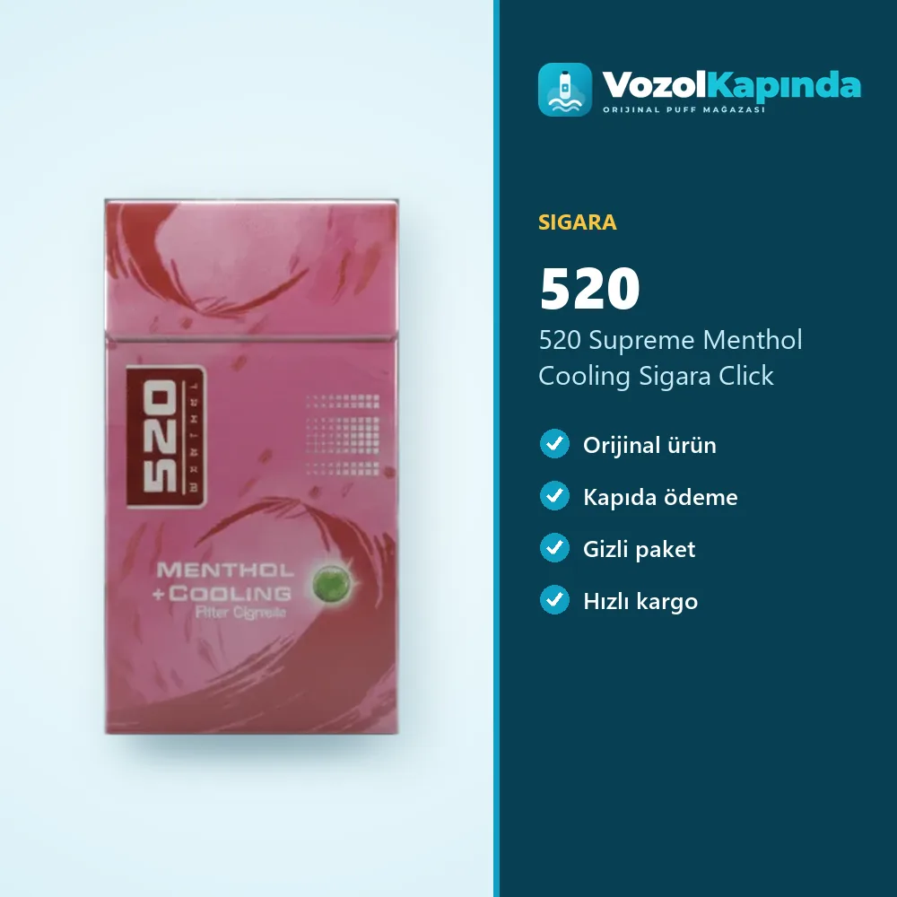 520 Supreme Menthol Cooling Sigara Click Bilgi Kartı 520 Supreme Menthol Cooling Sigara Click bilgi kartı, orijinal sigara
