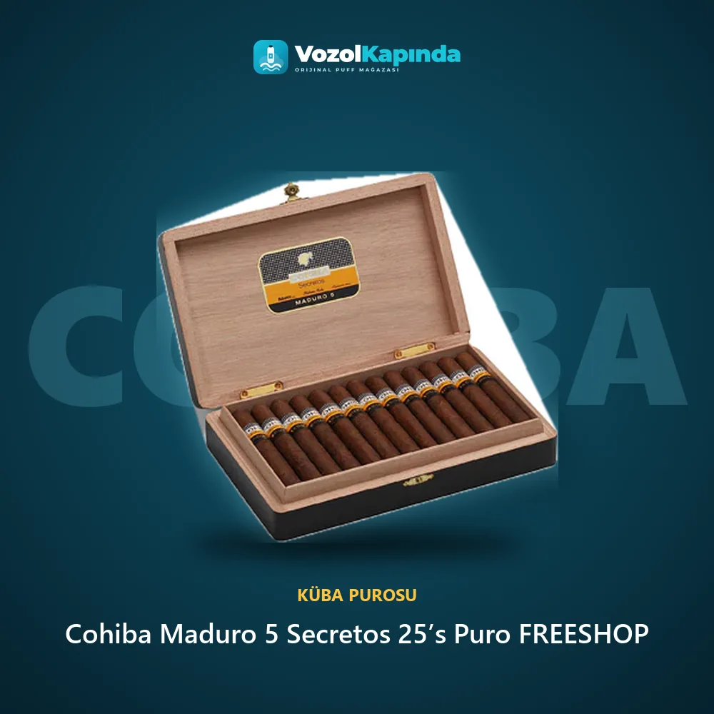 Cohiba Maduro 5 Secretos 25’s Puro FREESHOP Özellikleri Cohiba Maduro 5 Secretos 25’s Puro FREESHOP bilgi kartı, orijinal Küba purosu