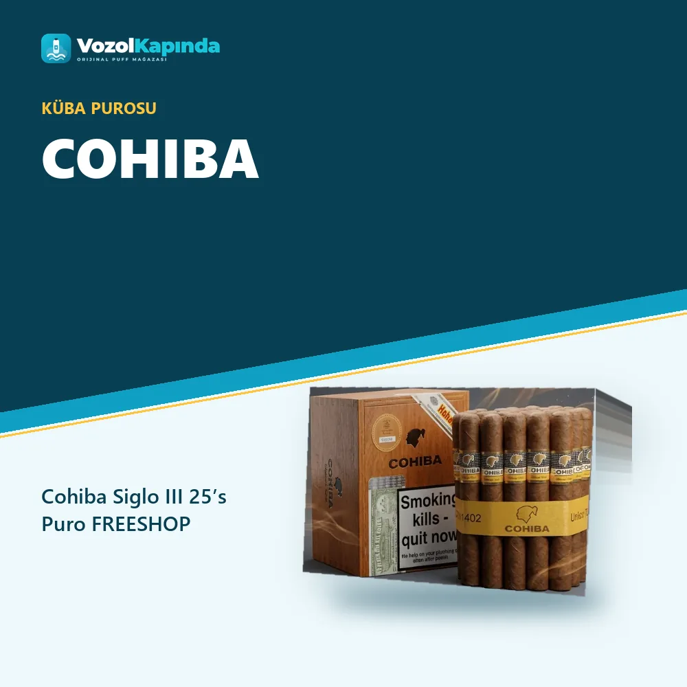 Cohiba Siglo III 25’s Puro FREESHOP Özellikleri Cohiba Siglo III 25’s Puro FREESHOP bilgi kartı, orijinal Küba purosu