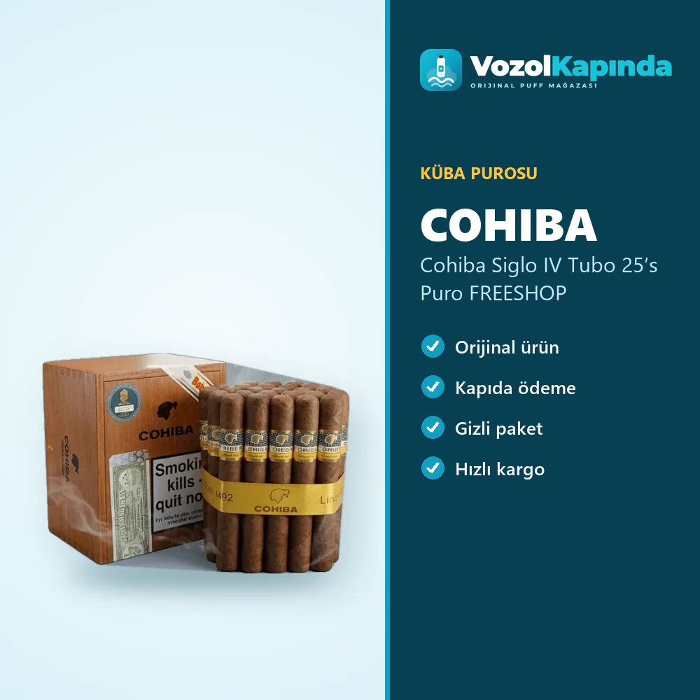 Cohiba Siglo IV Tubo 25’s Puro FREESHOP Özellikleri Cohiba Siglo IV Tubo 25’s Puro FREESHOP sipariş avantajları: kapıda ödeme ve gizli paket
