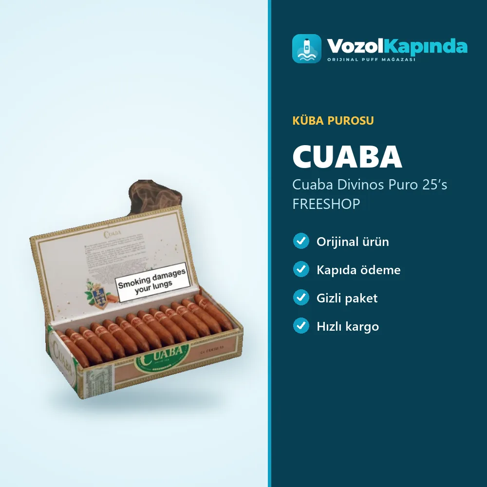 Cuaba Divinos Puro 25’s FREESHOP Sipariş Bilgileri Cuaba Divinos Puro 25’s FREESHOP özellikleri: orijinal ürün, kapıda ödeme, gizli paket