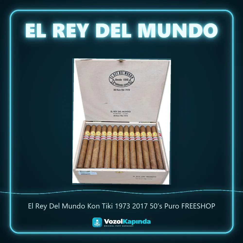 El Rey Del Mundo Kon Tiki 1973 2017 50’s Puro FREESHOP Sipariş Bilgileri El Rey Del Mundo Kon Tiki 1973 2017 50’s Puro FREESHOP bilgi kartı, orijinal Küba purosu