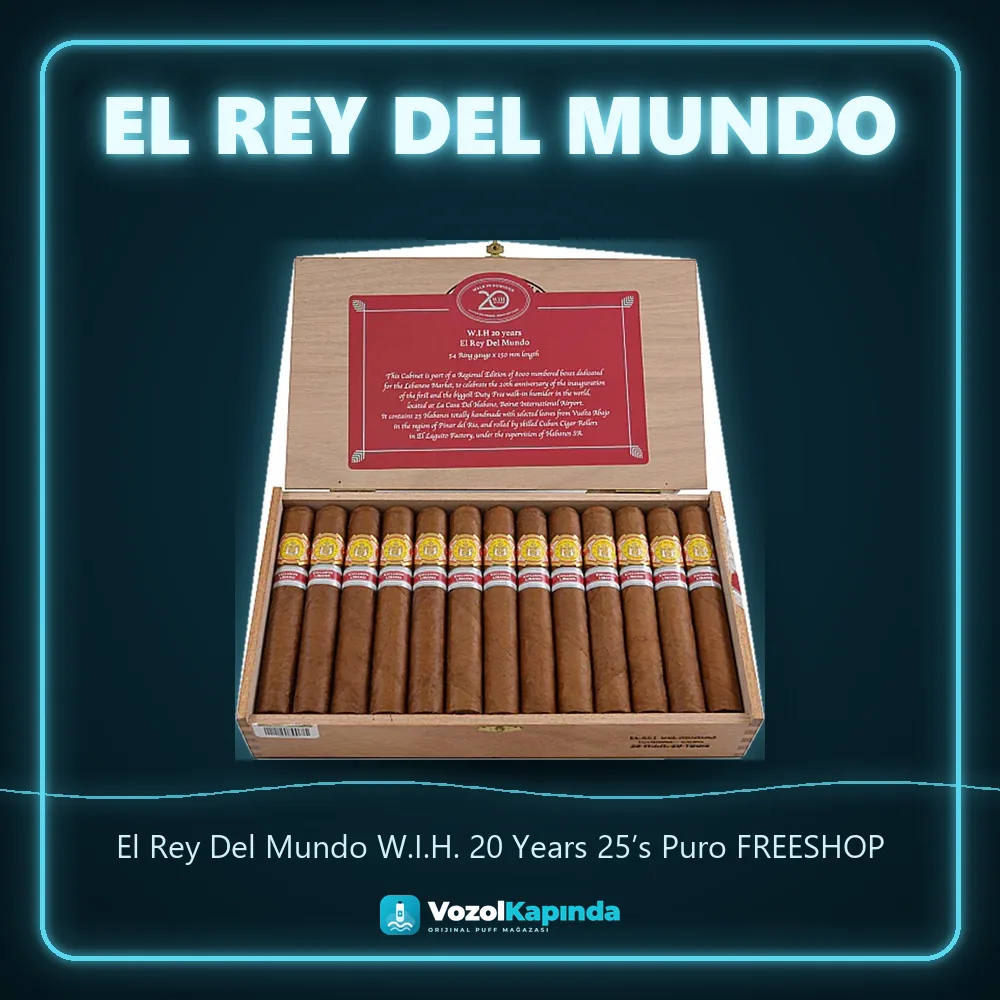 El Rey Del Mundo W.I.H. 20 Years 25’s Puro FREESHOP bilgi kartı, orijinal Küba purosu