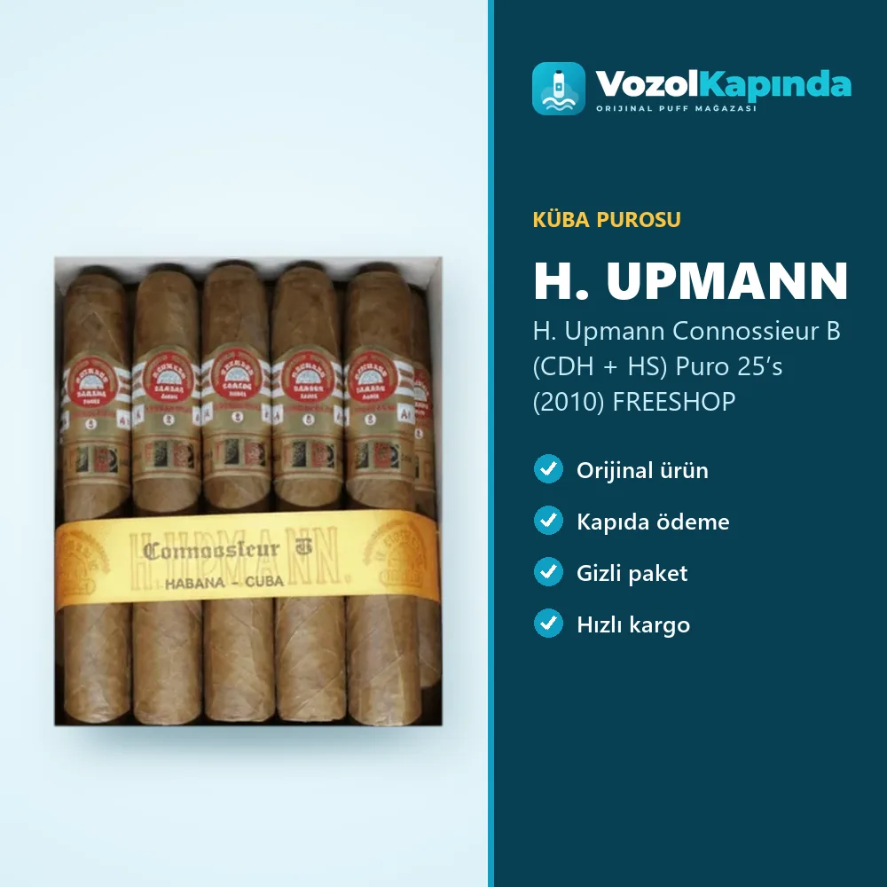 H. Upmann Connossieur B (CDH + HS) Puro 25’s (2010) FREESHOP Bilgi Kartı H. Upmann Connossieur B (CDH + HS) Puro 25’s (2010) FREESHOP sipariş avantajları: kapıda ödeme ve gizli paket
