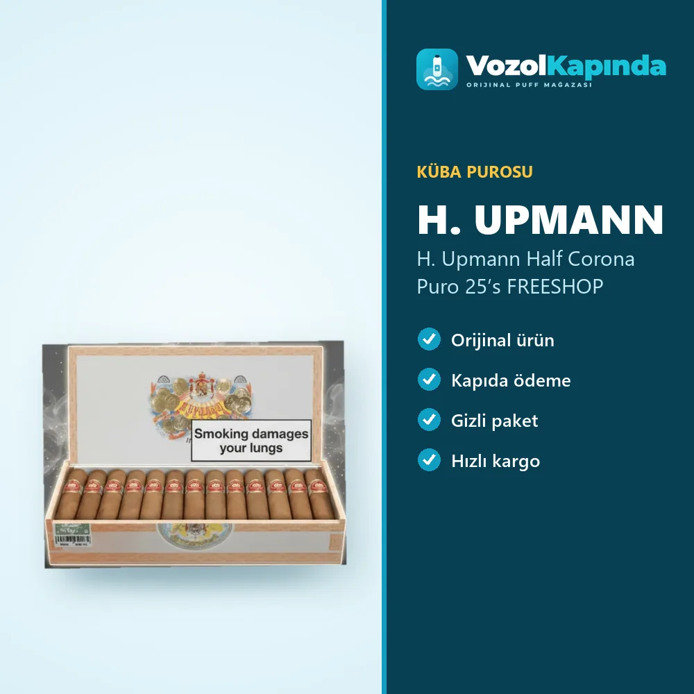 H. Upmann Half Corona Puro 25’s FREESHOP Özellikleri H. Upmann Half Corona Puro 25’s FREESHOP özellikleri: orijinal ürün, kapıda ödeme, gizli paket