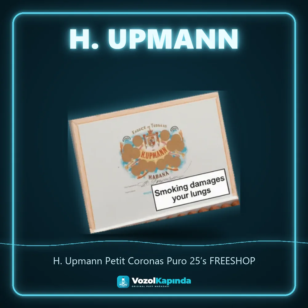 H. Upmann Petit Coronas Puro 25’s FREESHOP bilgi kartı, orijinal Küba purosu