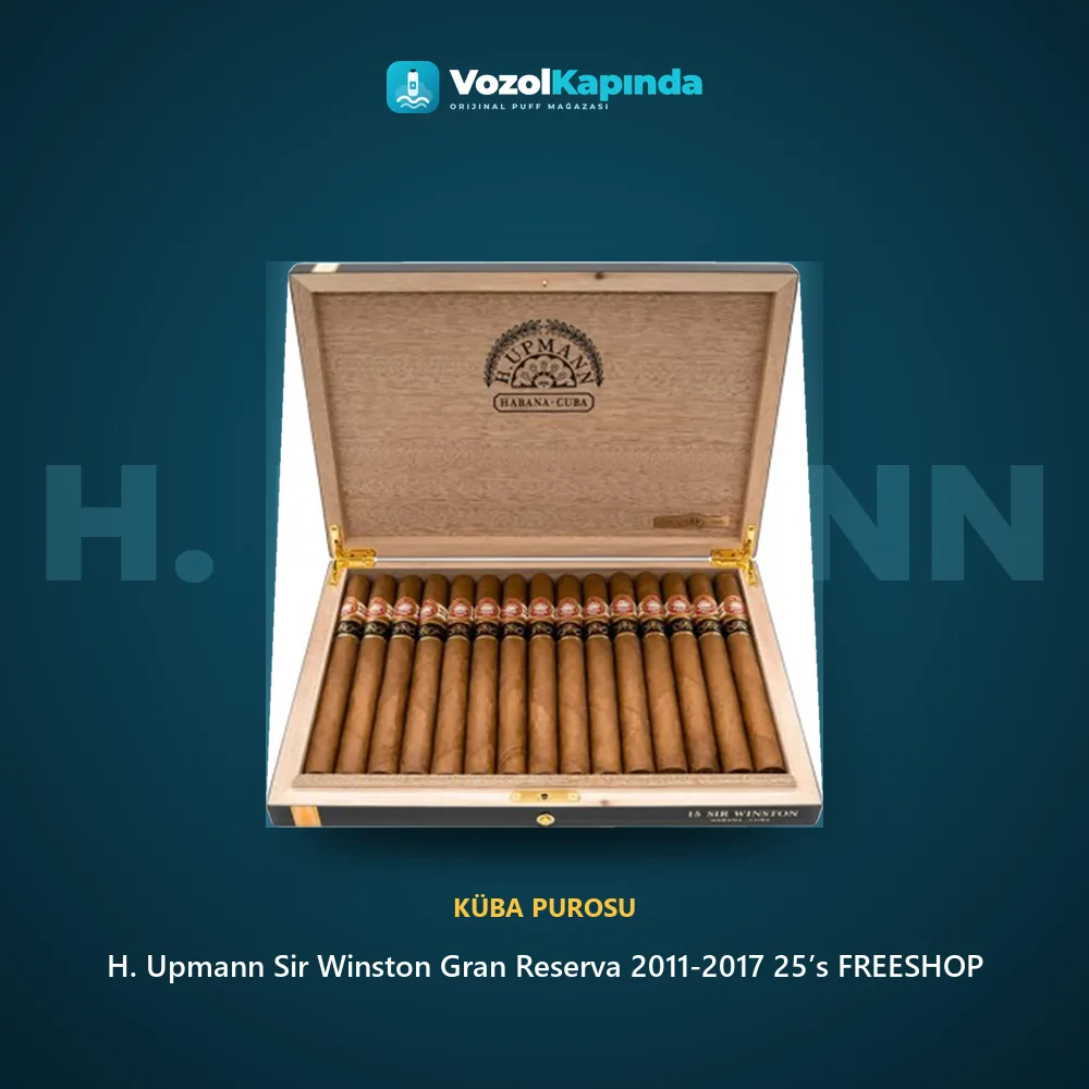 H. Upmann Sir Winston Gran Reserva 2011-2017 25’s FREESHOP bilgi kartı, orijinal Küba purosu