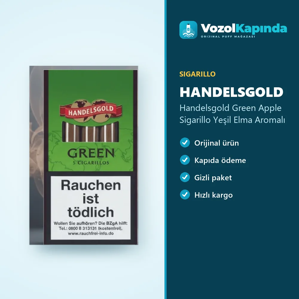 Handelsgold Green Apple Sigarillo Yeşil Elma Aromalı bilgi kartı, orijinal sigarillo