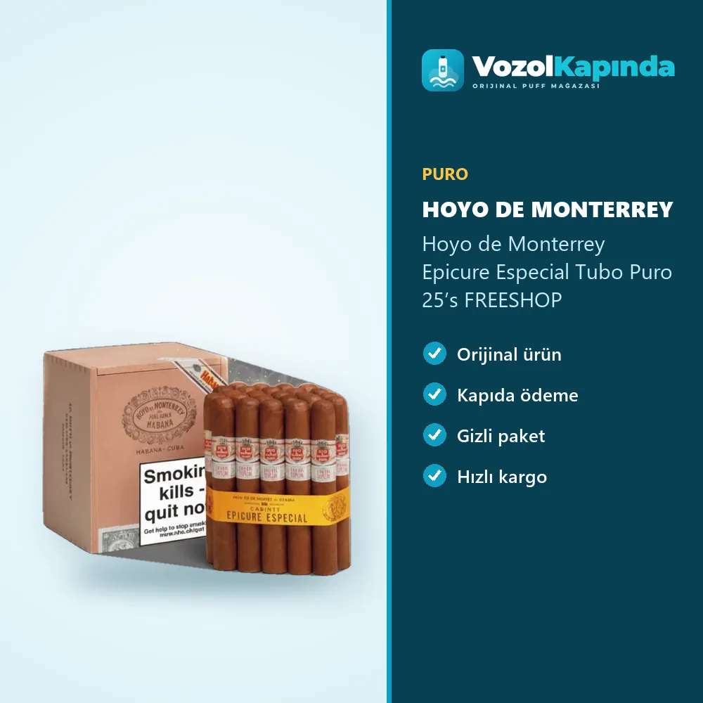 Hoyo de Monterrey Epicure Especial Tubo Puro 25’s FREESHOP sipariş avantajları: kapıda ödeme ve gizli paket