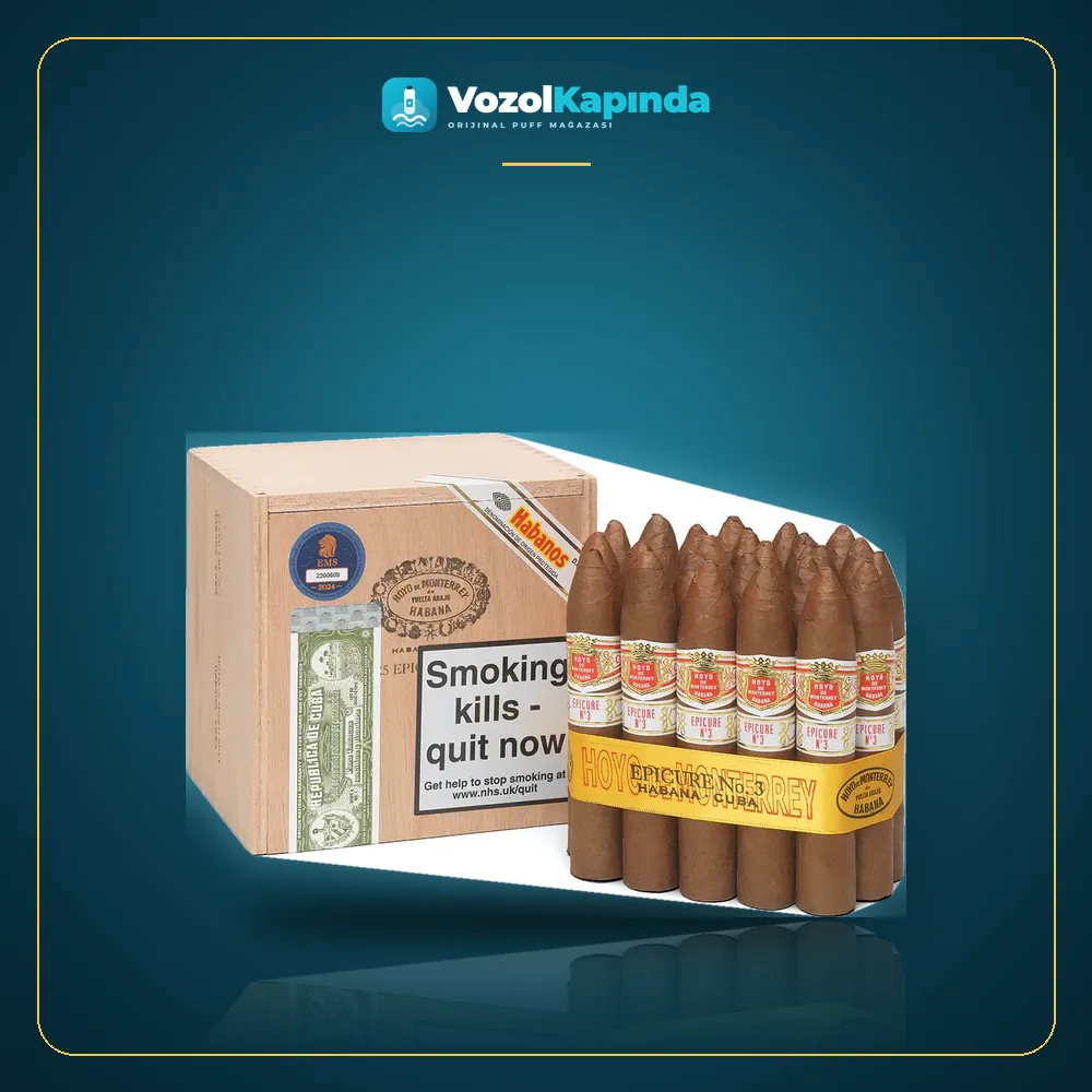 Hoyo de Monterrey Epicure No.3 Puro 25’s FREESHOP Ürün Görseli Hoyo de Monterrey Epicure No.3 Puro 25’s FREESHOP ön yüz görseli, orijinal ambalaj