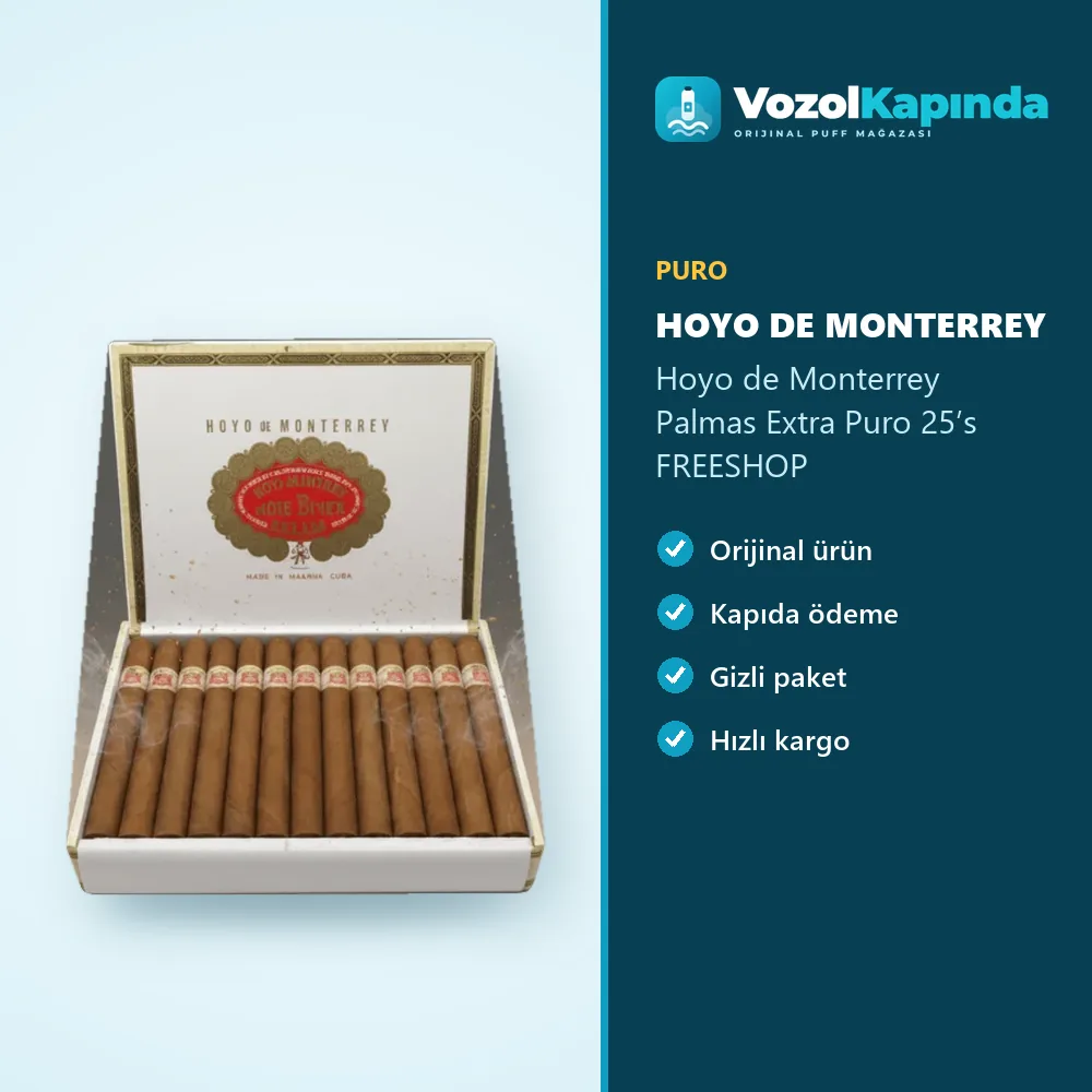 Hoyo de Monterrey Palmas Extra Puro 25’s FREESHOP Özellikleri Hoyo de Monterrey Palmas Extra Puro 25’s FREESHOP sipariş avantajları: kapıda ödeme ve gizli paket