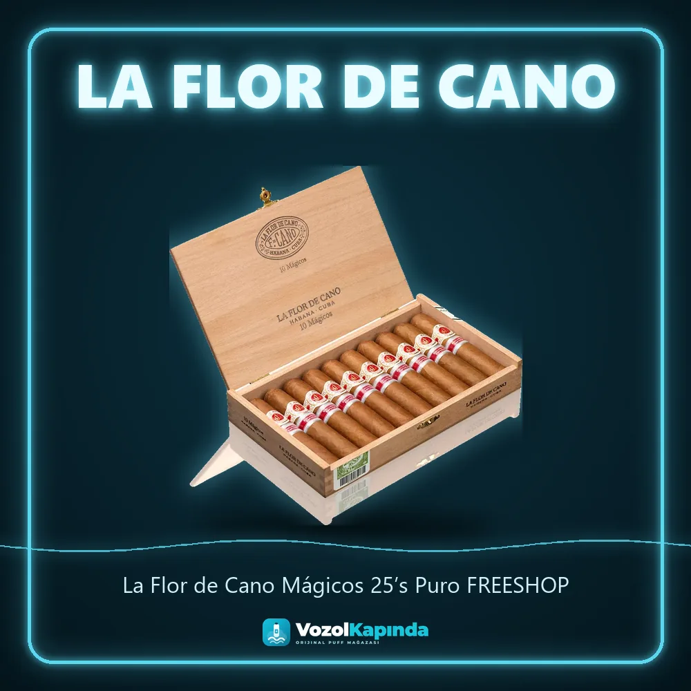 La Flor de Cano Mágicos 25’s Puro FREESHOP bilgi kartı, orijinal Küba purosu