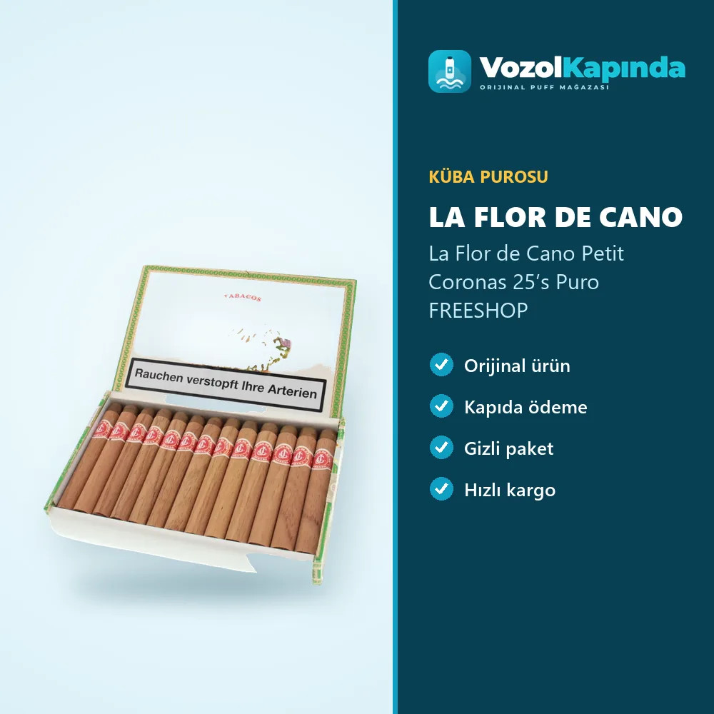 La Flor de Cano Petit Coronas 25’s Puro FREESHOP sipariş avantajları: kapıda ödeme ve gizli paket
