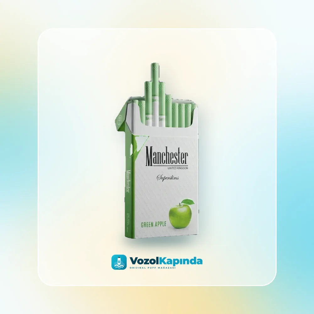 Manchester Green Apple Super Slim Sigara Yeşil Elma Aromalı Fiyatı Manchester Green Apple Super Slim Sigara Yeşil Elma Aromalı, Vozol Kapında orijinal sigara