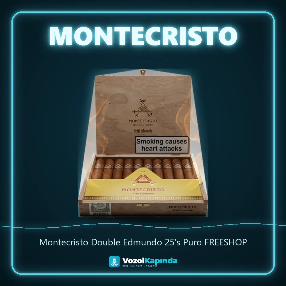 Montecristo Double Edmundo 25’s Puro FREESHOP bilgi kartı, orijinal puro