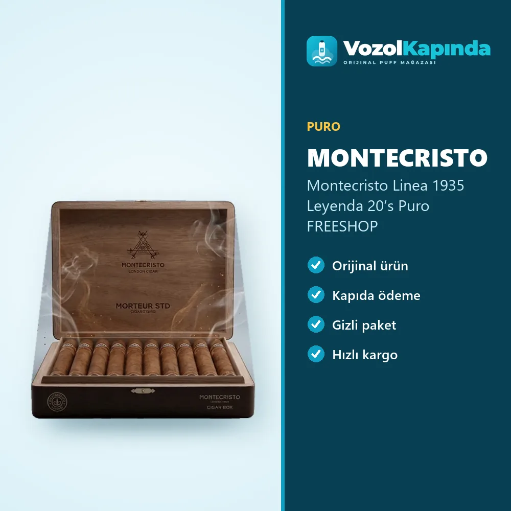 Montecristo Linea 1935 Leyenda 20’s Puro FREESHOP bilgi kartı, orijinal puro