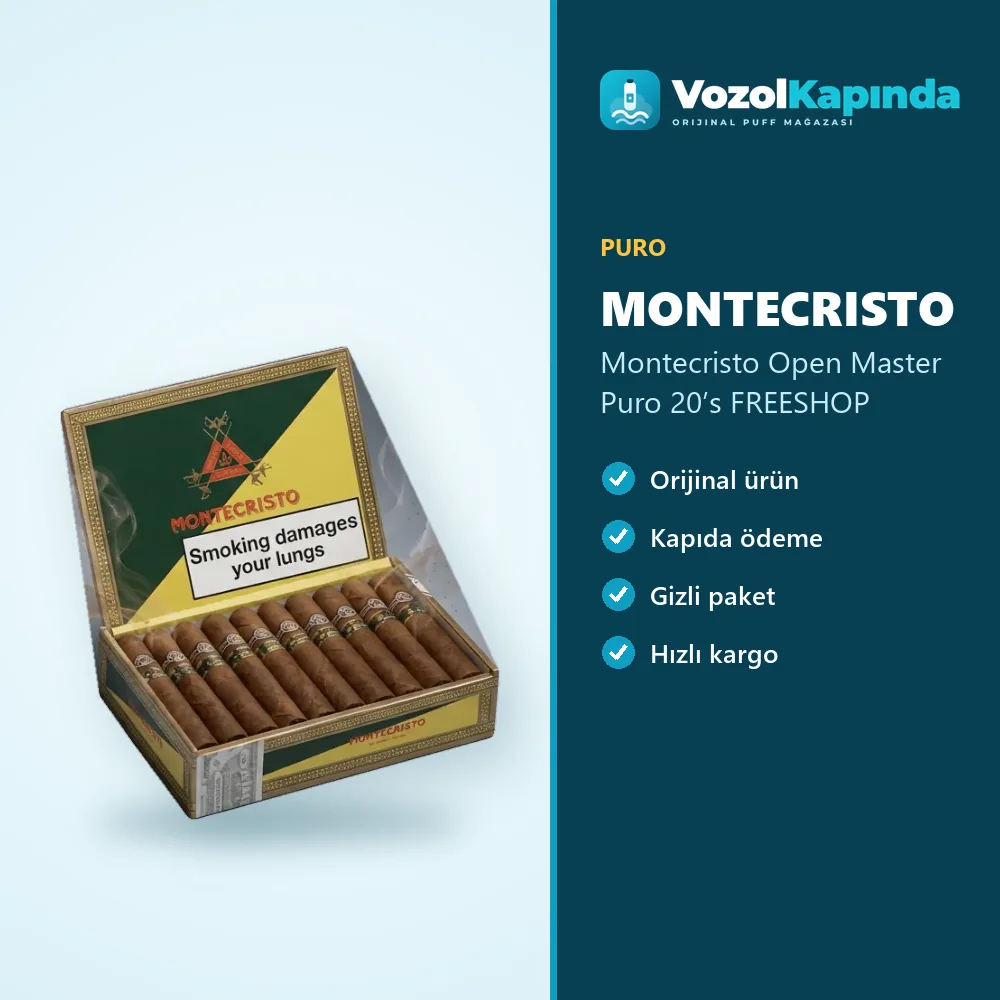 Montecristo Open Master Puro 20’s FREESHOP özellikleri: orijinal ürün, kapıda ödeme, gizli paket