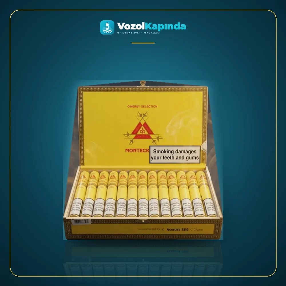 Montecristo Tubos 25’s Puro FREESHOP Paket Görünümü Montecristo Tubos 25’s Puro FREESHOP ön yüz görseli, orijinal ambalaj