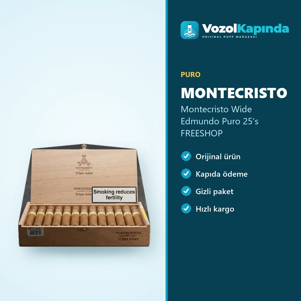 Montecristo Wide Edmundo Puro 25’s FREESHOP Özellikleri Montecristo Wide Edmundo Puro 25’s FREESHOP özellikleri: orijinal ürün, kapıda ödeme, gizli paket