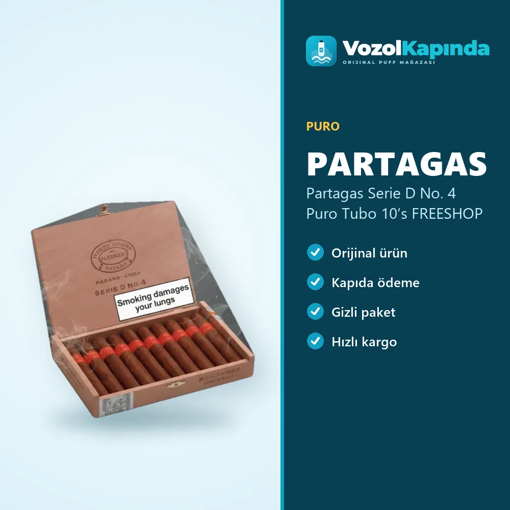 Partagas Serie D No. 4 Puro Tubo 10’s FREESHOP Bilgi Kartı Partagas Serie D No. 4 Puro Tubo 10’s FREESHOP bilgi kartı, orijinal puro