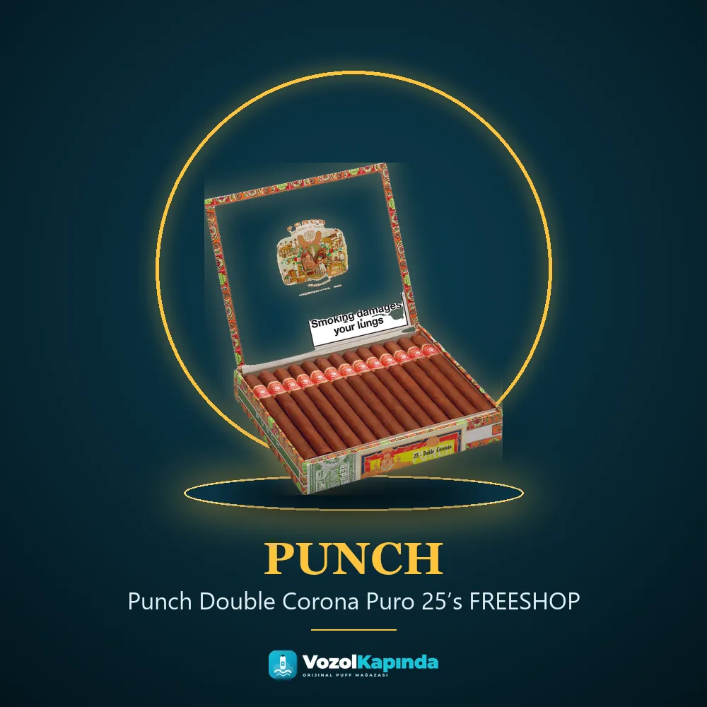 Punch Double Corona Puro 25’s FREESHOP bilgi kartı, orijinal Küba purosu