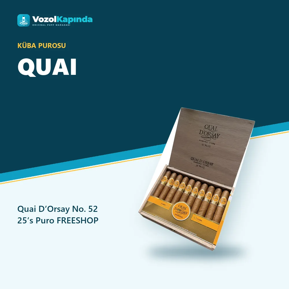 Quai D’Orsay No. 52 25’s Puro FREESHOP Bilgi Kartı Quai D’Orsay No. 52 25’s Puro FREESHOP bilgi kartı, orijinal Küba purosu