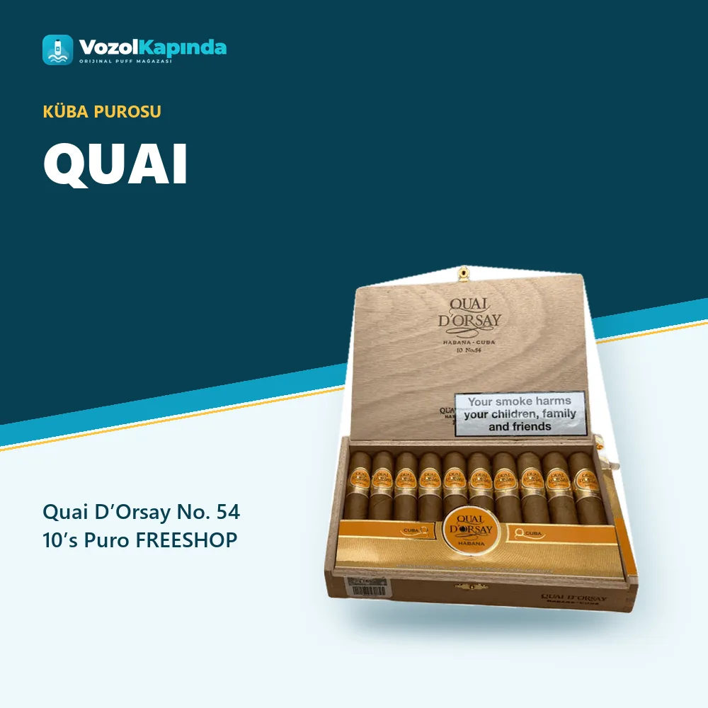 Quai D’Orsay No. 54 10’s Puro FREESHOP Sipariş Bilgileri Quai D’Orsay No. 54 10’s Puro FREESHOP bilgi kartı, orijinal Küba purosu