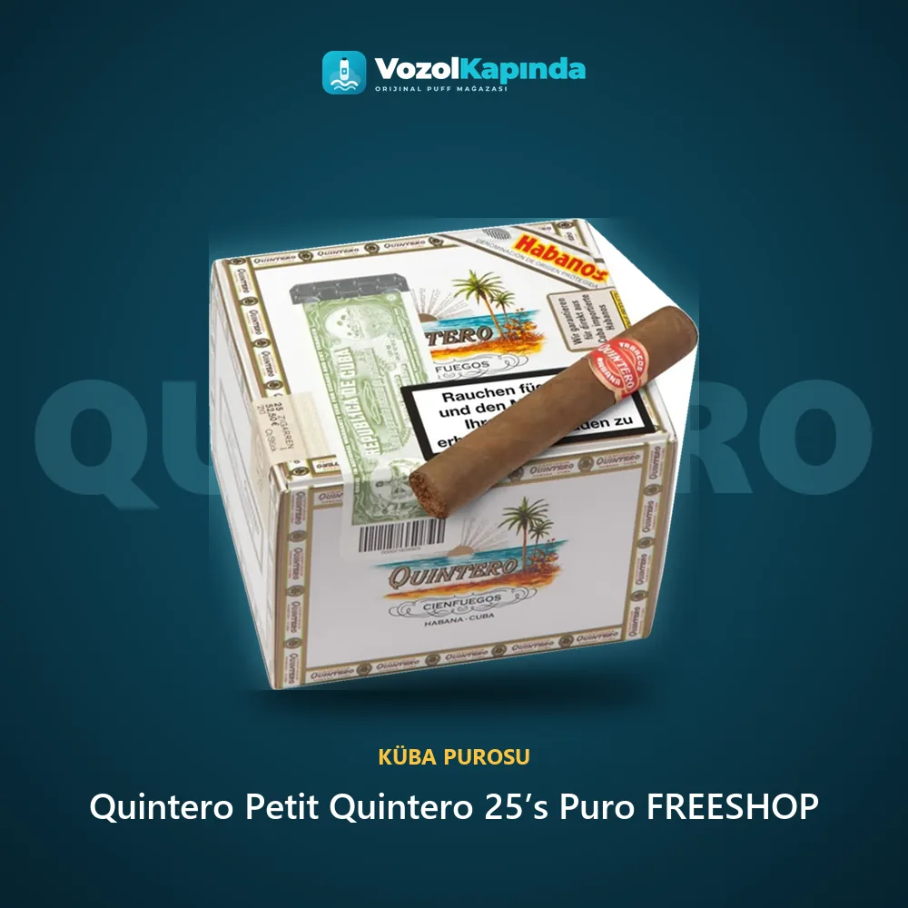 Quintero Petit Quintero 25’s Puro FREESHOP bilgi kartı, orijinal Küba purosu