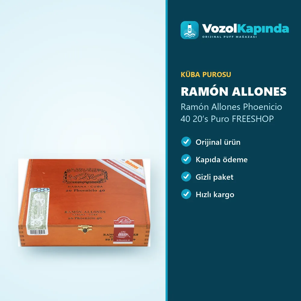 Ramón Allones Phoenicio 40 20’s Puro FREESHOP Bilgi Kartı Ramón Allones Phoenicio 40 20’s Puro FREESHOP bilgi kartı, orijinal Küba purosu