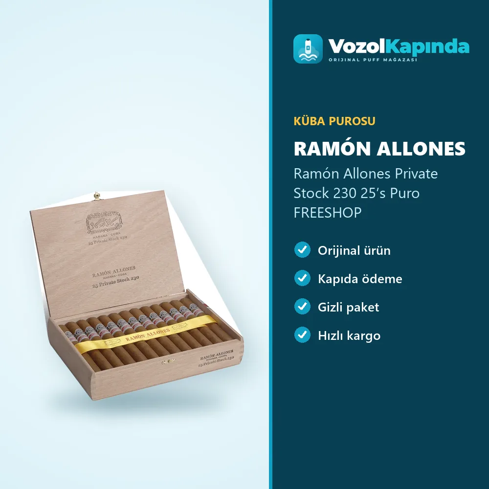 Ramón Allones Private Stock 230 25’s Puro FREESHOP Sipariş Bilgileri Ramón Allones Private Stock 230 25’s Puro FREESHOP sipariş avantajları: kapıda ödeme ve gizli paket