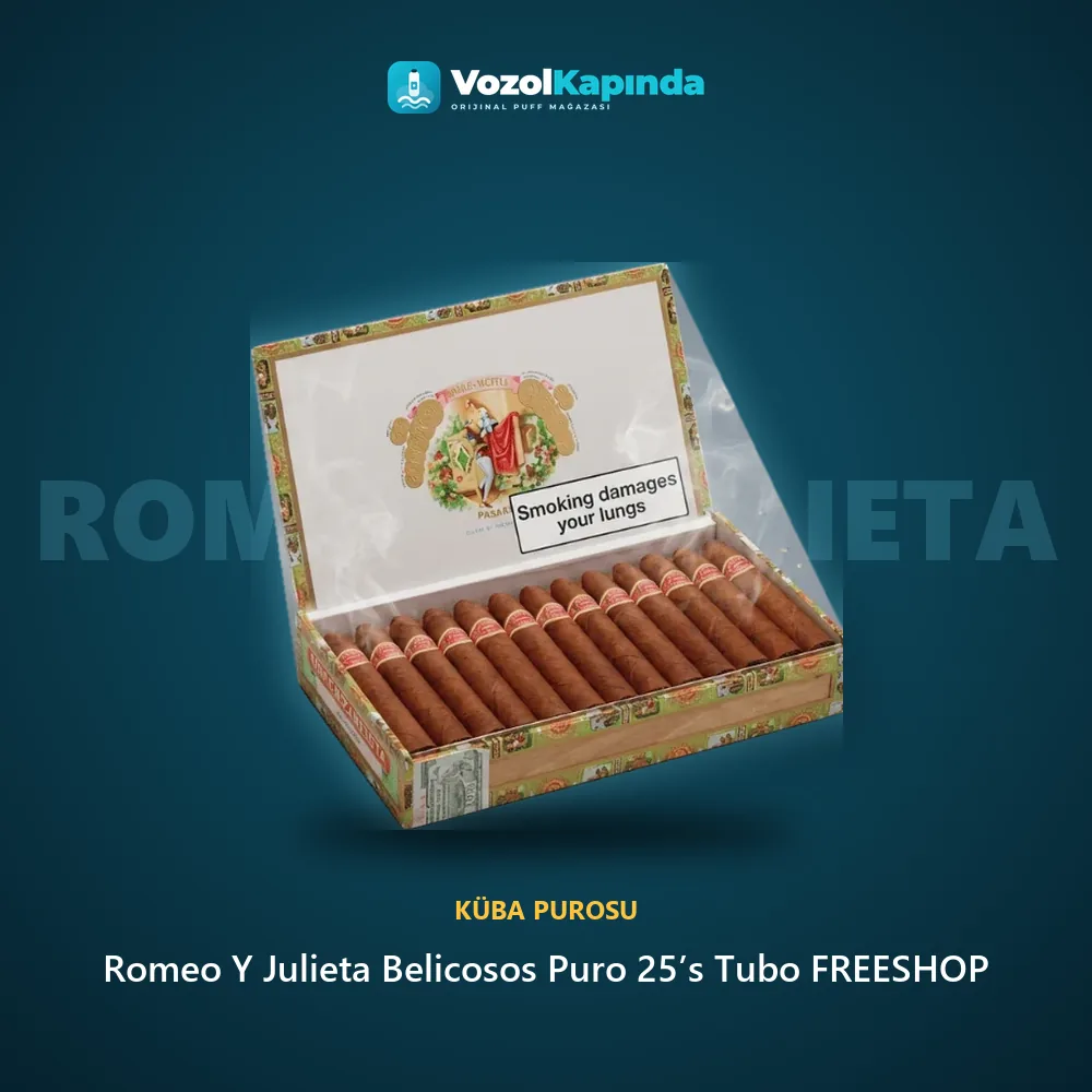 Romeo Y Julieta Belicosos Puro 25’s Tubo FREESHOP Sipariş Bilgileri Romeo Y Julieta Belicosos Puro 25’s Tubo FREESHOP bilgi kartı, orijinal Küba purosu