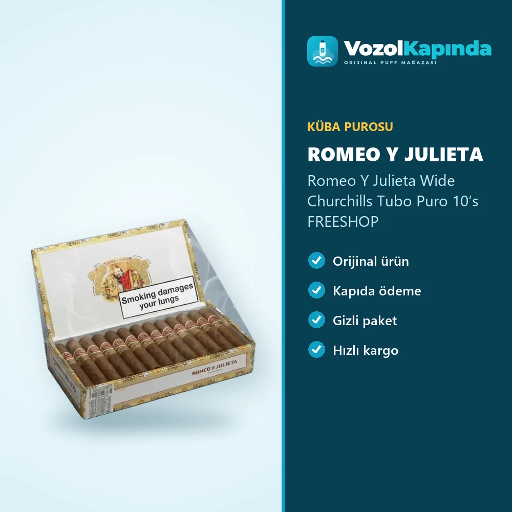Romeo Y Julieta Wide Churchills Tubo Puro 10’s FREESHOP Özellikleri Romeo Y Julieta Wide Churchills Tubo Puro 10’s FREESHOP özellikleri: orijinal ürün, kapıda ödeme, gizli paket