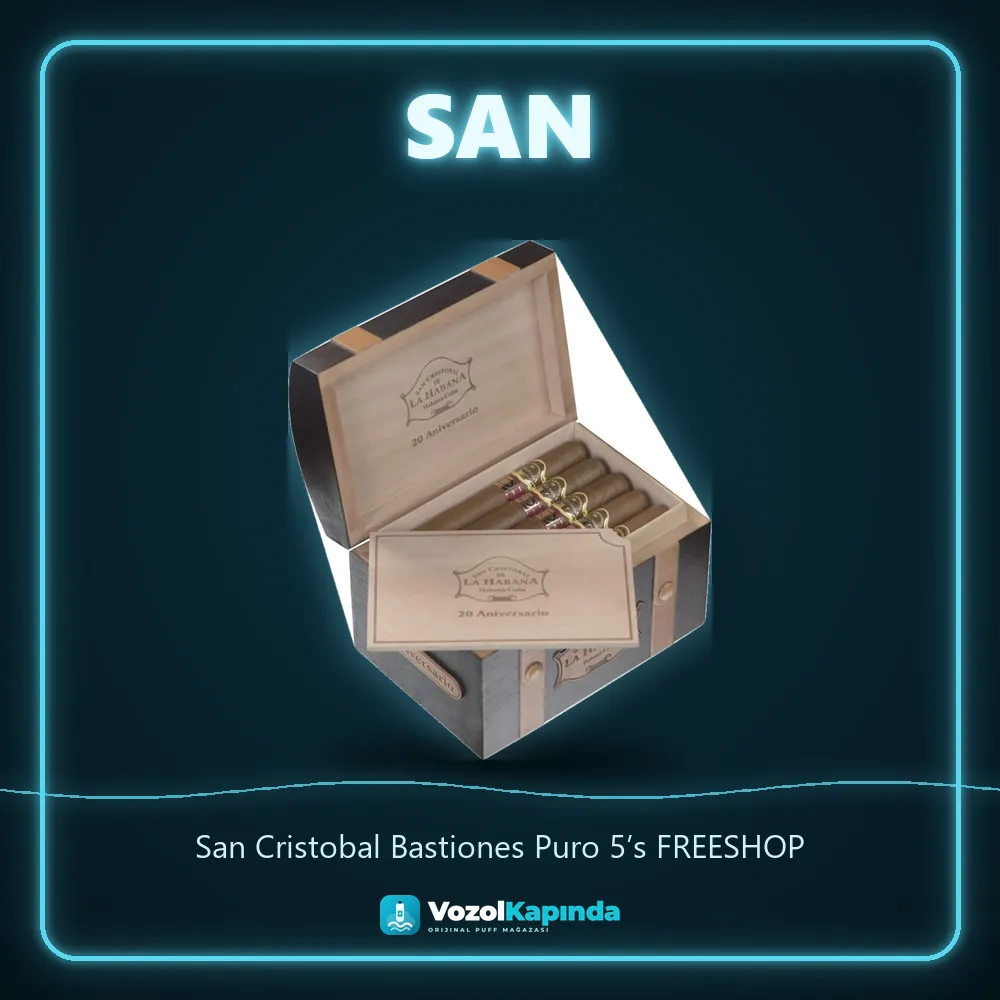 San Cristobal Bastiones Puro 5’s FREESHOP Bilgi Kartı San Cristobal Bastiones Puro 5’s FREESHOP bilgi kartı, orijinal Küba purosu