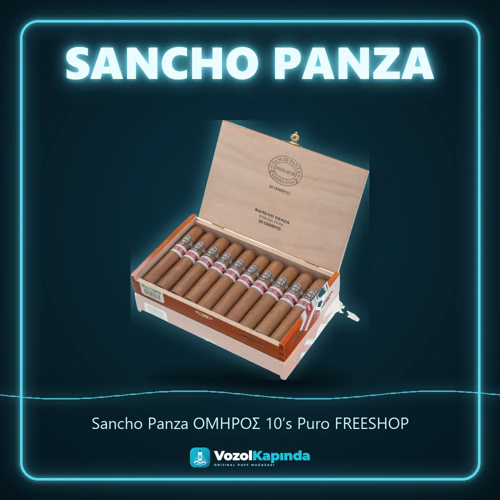 Sancho Panza OMHPOΣ 10’s Puro FREESHOP bilgi kartı, orijinal Küba purosu