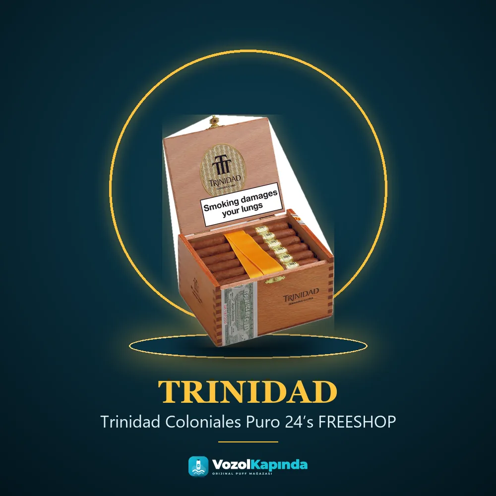 Trinidad Coloniales Puro 24’s FREESHOP bilgi kartı, orijinal Küba purosu